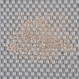 Grey mat with square pattern, shows scattered cat litter on the surface.