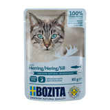 Bozita cat food with herring in sauce, 100% animal protein, grain-free, Swedish natural ingredients, easily digestible, 85g, Made in Sweden.