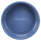 Blue food bowl with the inscription 'hello my little cat'.