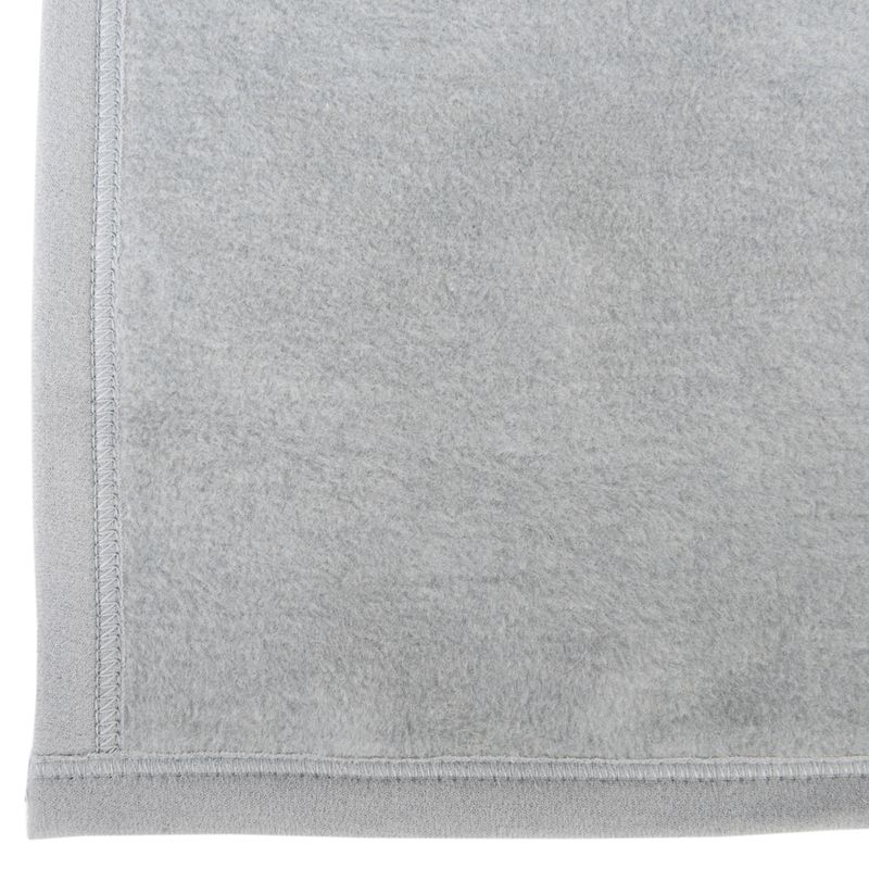 Grey fabric with a soft surface and visible seam at the edge.