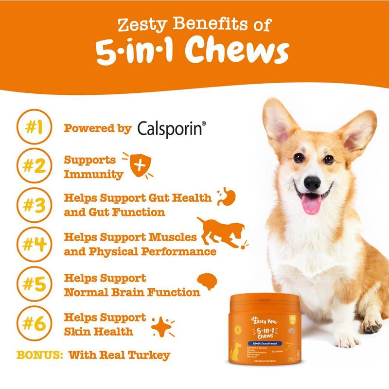 Zesty Paws 5-in-1 Chews Multifunctional - Turkey || Zesty Paws || view 3