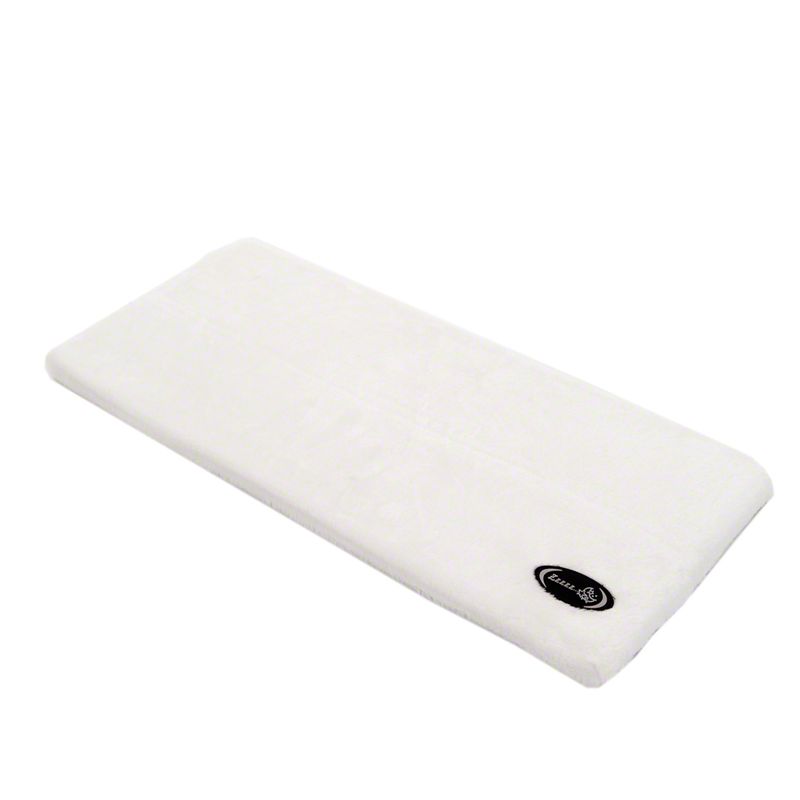 White rectangular lying surface with black label logo in the corner, suitable as accessory for pets.