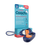 Coachi Multi-Clicker with adjustable volume, ideal for reward training and basic commands. Packaging shows product in navy and coral colours.