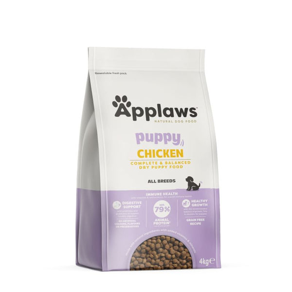 Applaws Puppy Chicken, dry food for puppies, 79% animal protein, grain-free, digestive support, healthy development, 4 kg pack.