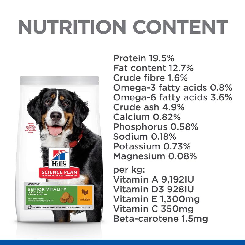 Hill’s Science Plan Adult 6+ Senior Vitality Large Breed with Chicken || Hill's Science Plan || view 6