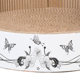 Scratching board with floral design and butterfly motifs, made of corrugated cardboard.