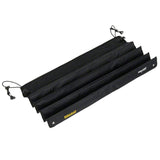 Black roll mat with yellow 'Rollmat' lettering and white 'foldamat.com' logo, foldable with fastening loops.