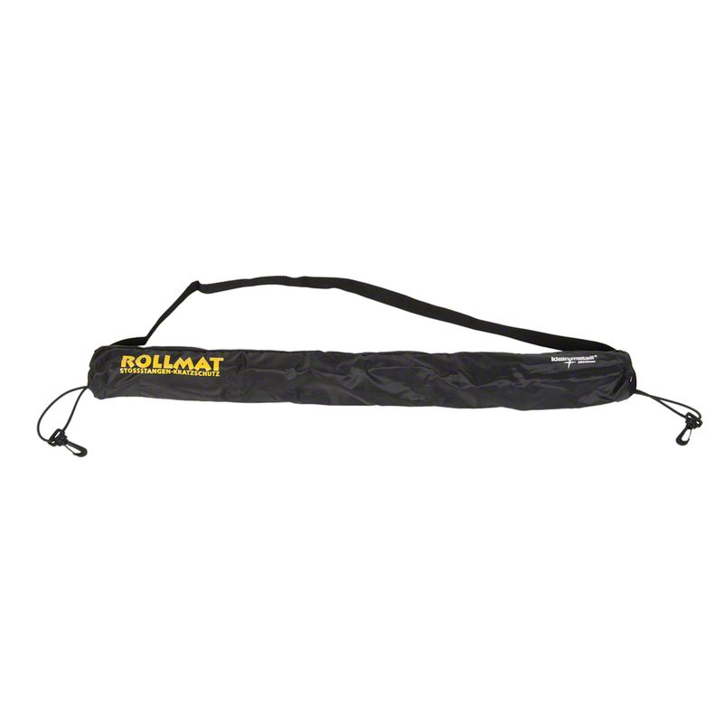 Rollmat bumper mat protection, black cover with yellow lettering and fastening loops.