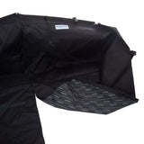 Black protective mat by Kleinmetall with reinforced sides and hook-and-loop fasteners, suitable for the boot. Inner material printed with Kleinmetall logo.
