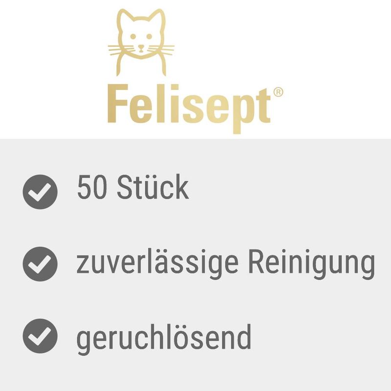 Felisept. 50 pieces, reliable cleaning, odour neutralising.