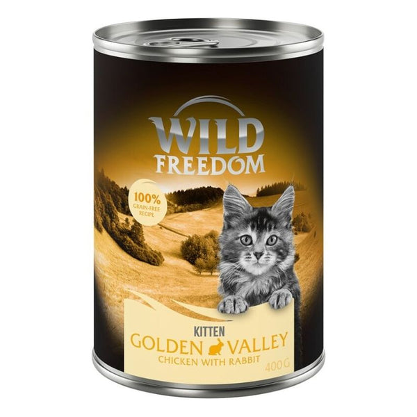 Wild Freedom Kitten Golden Valley Chicken with Rabbit, 100% grain-free recipe, 400g can.