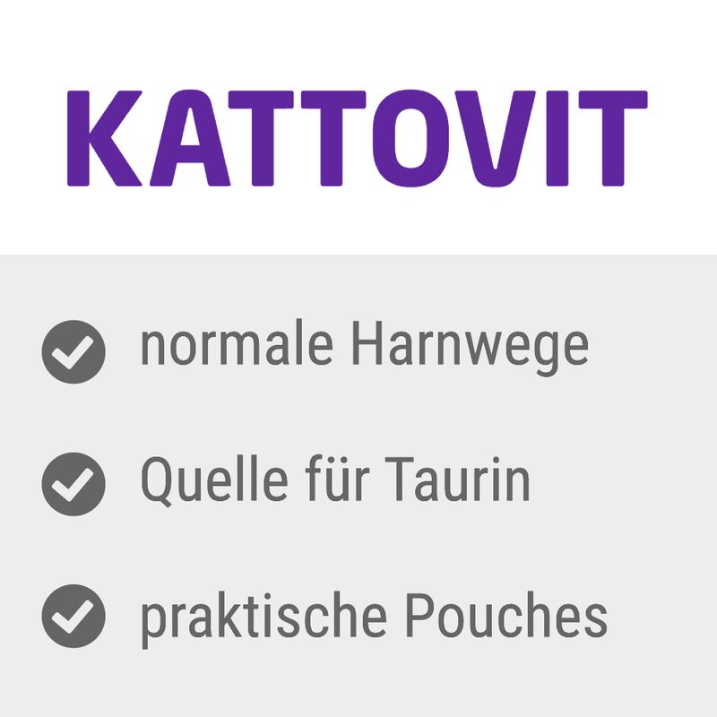 Kattovit. Normal urinary tract, source of taurine, practical pouches.
