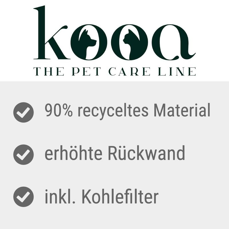 kooa. The Pet Care Line. 90% recycled material, raised back wall, incl. carbon filter.
