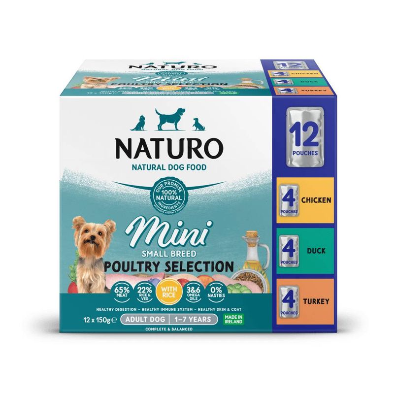 Naturo Adult Mini / Small Breed Pouches - Variety Pack with Rice || Naturo || view 1