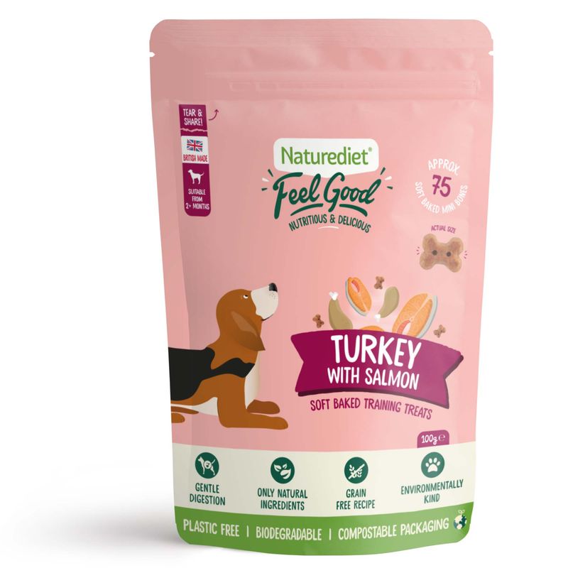 Naturediet Feel Good Soft Baked Training Treats - Turkey with Salmon || Naturediet || view 1