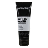 White Wash white dog shampoo, 250ml. Features: easy rinse, pH balanced, deodorising, deep cleaning, optical enhancers, stain removing, pro vitamin B5, vegan, recyclable, SLES and paraben free.