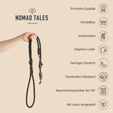 Nomad Tales München. Adjustable dog lead made from vegan leather, comfortable, lightweight, machine washable at 30°C, matches collar, premium quality, lovingly made.