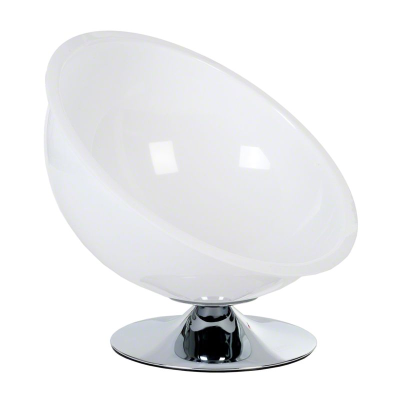 Transparent feeding bowl with round chrome base, modern design for pet feeding.