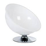 Transparent feeding bowl with round chrome base, modern design for pet feeding.