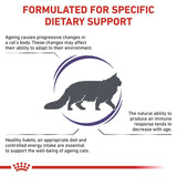 Formulated for specific dietary support: Ageing causes changes in a cat’s body, immune response decreases with age, and healthy habits plus controlled diet support ageing cats’ well-being.