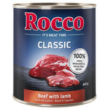 Rocco Classic can, beef with lamb, 800g. 100% fresh ingredients and grain-free recipe.
