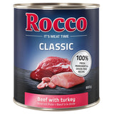 Rocco Classic beef with turkey, 800g can. 100% fresh ingredients and grain-free recipe.