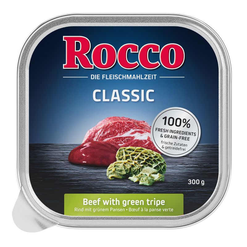 Rocco Classic, beef with green tripe, 300g. 100% fresh ingredients and grain-free.