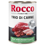 Rocco Trio di Carne, 400g can. Beef with chicken and game. Three types of meat and offal.