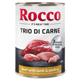 Rocco Trio di Carne, 400g can. Beef with lamb & poultry. 3 types of meat and offal.