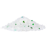 Pile of white and green silica crystals, suitable for cat litter.