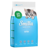 Smilla Kitten dry food with duck, resealable packaging, contains taurine and omega fatty acids, for balanced growth. Made in Germany, 1 kg.