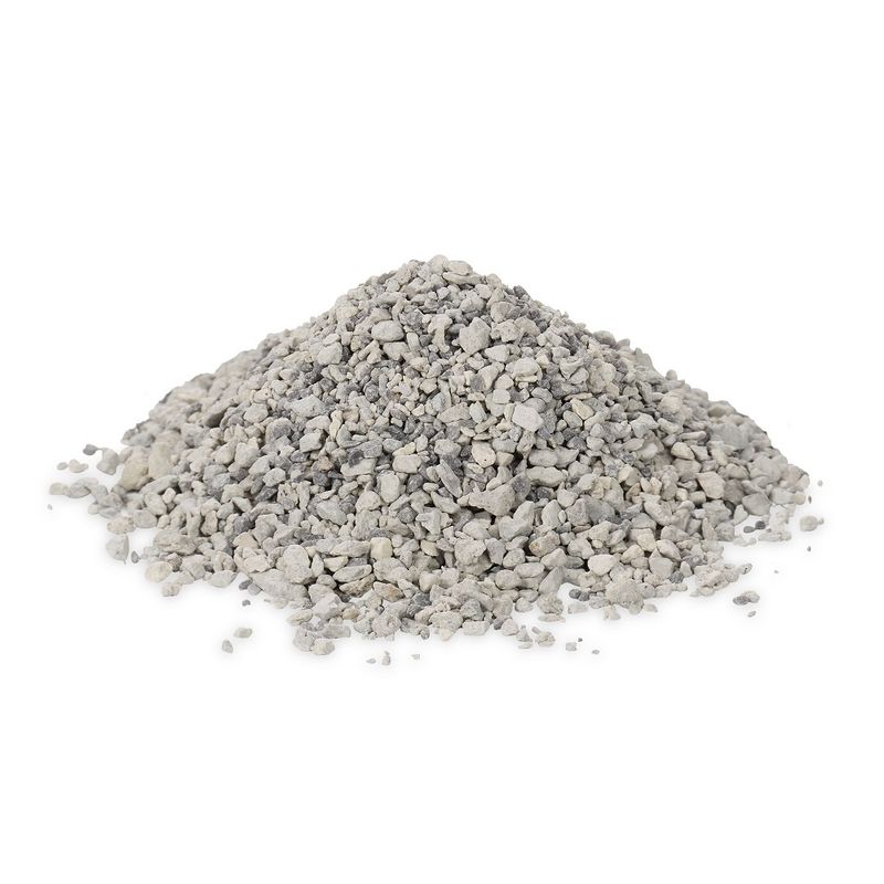 Grey, granular cat litter in a small pile, suitable for use in litter trays.