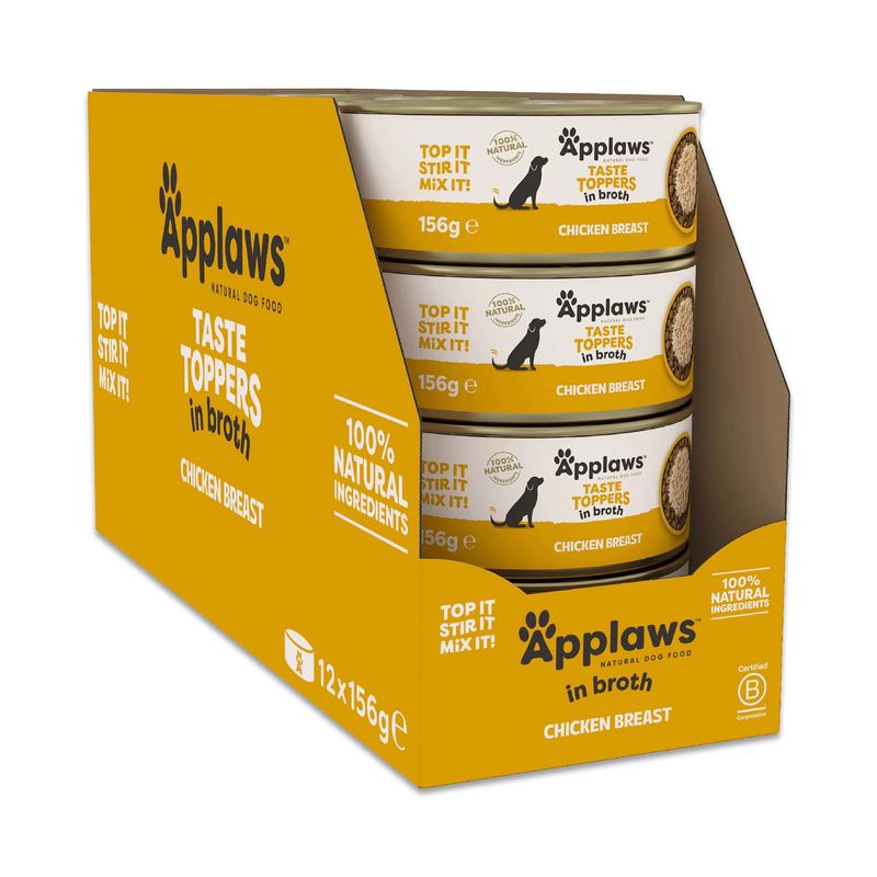Applaws Taste Toppers in broth, Chicken Breast, 12 x 156g. 100% natural ingredients. TOP IT STIR IT MIX IT!