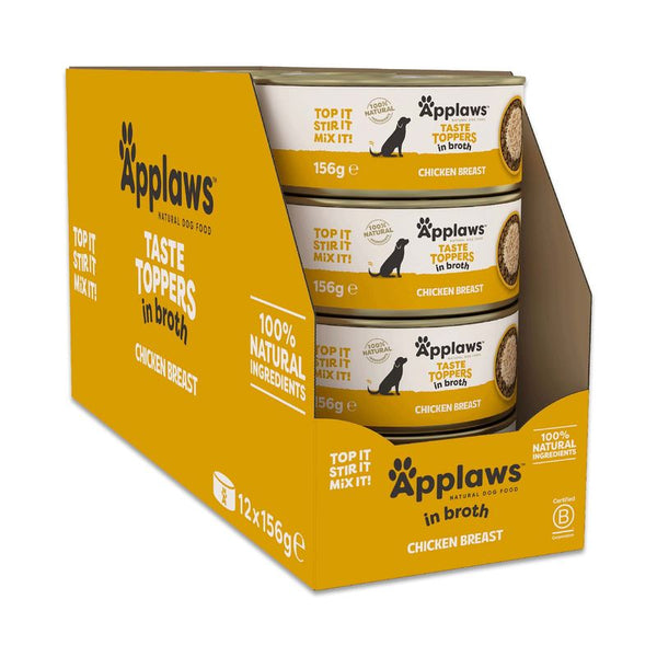Applaws Taste Toppers in broth, Chicken Breast, 12 x 156g. 100% natural ingredients. TOP IT STIR IT MIX IT!