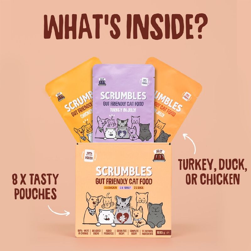 Scrumbles Gut Health Cat Food Pouches Meat in Jelly Selection
