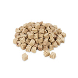 Pile of small, beige-brown cubes made from freeze-dried meat. Product image without packaging.