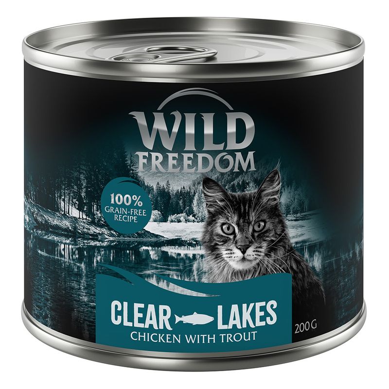 Wild Freedom Clear Lakes, 100% grain-free recipe, chicken with trout, 200g can.