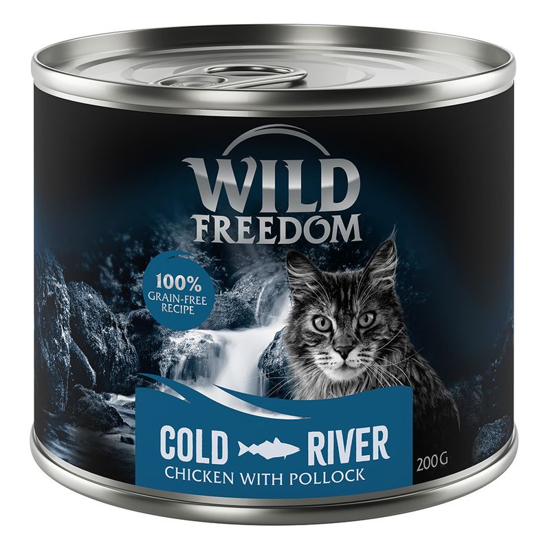 Wild Freedom Cold River, 100% grain-free recipe, chicken with pollock, 200g can.