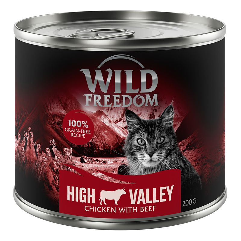 Wild Freedom High Valley, chicken with beef, 200g can, 100% grain-free recipe.