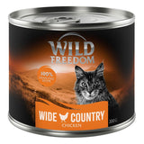 Wild Freedom Wide Country Chicken, 100% grain-free recipe, 200g tin with cat design.