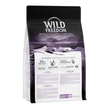 Wild Freedom cat food, 30% fresh meat, grain-free recipe, species-appropriate, high-quality proteins, recyclable material.