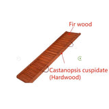 Wooden ramp with labelled materials: fir wood and Castanopsis cuspidate hardwood.