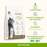 Natural cat litter, 100% plant-based, without chemicals or additives, flushable, biodegradable and compostable. Soft texture. Refer to local regulations for flushing.